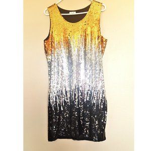 J Gee Gold/Silver Ombre Sequined Cocktail Dress